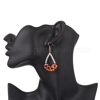 Серьги-подвески из натурального сердолика EJEW-TA00742-01-1