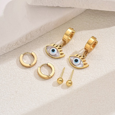 3 пара серег из нержавеющей стали 201 (3 стиля) QS4475-1-1