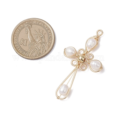 Подвески-кресты из натурального культивированного пресноводного жемчуга PALLOY-TA00318-1