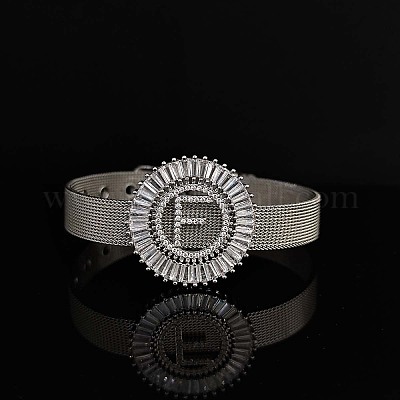 Латунные браслеты с микропаве из прозрачных кубических цирконий для женщин FS-WGA7409-18-1