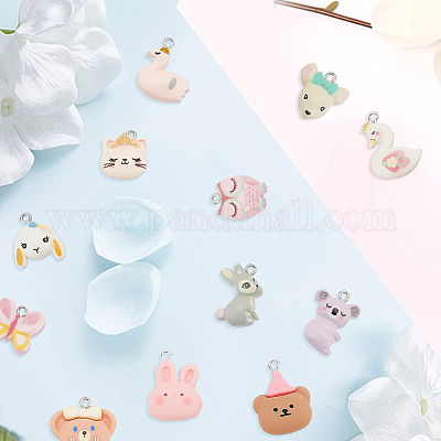 42шт 12 стиля непрозрачные подвески из смолы RESI-AR0001-45-1