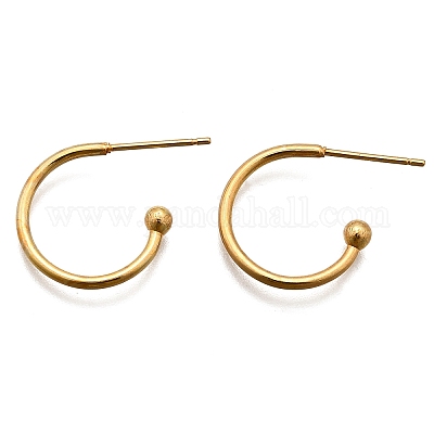 Серьги-гвоздики из нержавеющей стали 304 в форме кольца с круглым шариком X-STAS-K204-04G-1