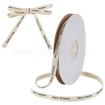 20 м хлопковые ленты с принтом «С Рождеством» SRIB-WH0011-237-1