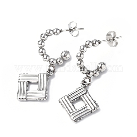 Серьги-гвоздики в форме ромба из нержавеющей стали 304 STAS-B034-04P-1