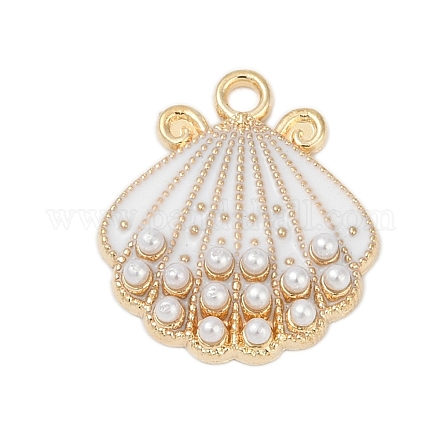 Подвески из эмалевого сплава с пластиковым искусственным жемчугом FIND-Z070-04G-04-1