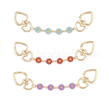 3 шт. 3-цветные эмалевые цепочки для сумок-удлинителей в виде цветка из сплава HJEW-YW00098-02-1