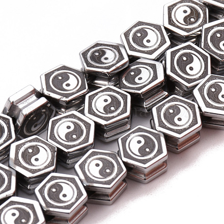 Фэн-шуй гальванические немагнитные синтетические гематитовые бусины нити G-Q986-001C-1