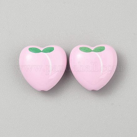 Непрозрачные акриловые бусины с принтом в виде сердца FIND-CJC0028-11A-1