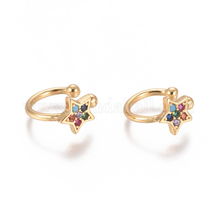 Серьги-манжеты с цирконом из позолоченной латуни EJEW-L244-10G-1