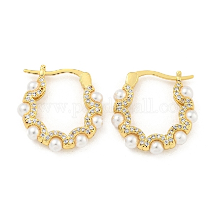 Серьга-кольцо из латуни с микропаве EJEW-C102-34G-1