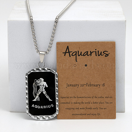 Прямоугольник с двенадцатью созвездиями узор из сплава подвески ожерелья WGEC014-11-1