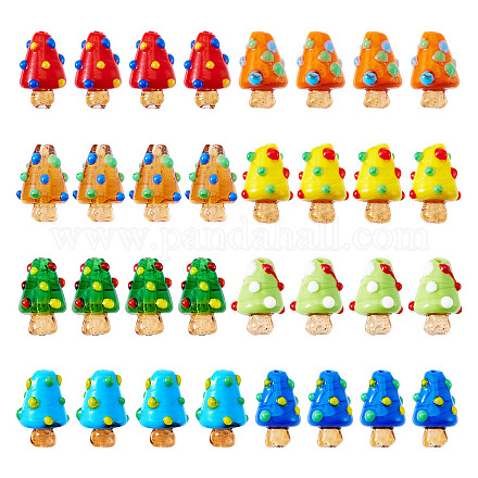 32 шт. 8-х цветные бусины ручной работы в технике лэмпворк с выпуклыми краями LAMP-BY0001-05-1