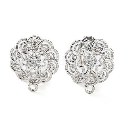 Серьги-пусеты из латуни с микропаве в виде бабочки и кубического циркония KK-E083-15P-1