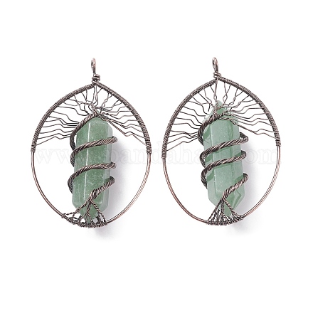 Естественный зеленый авантюрин большие кулоны G-F702-02R-D-1