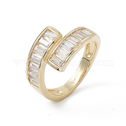 Прямоугольное открытое кольцо-манжета из прозрачного кубического циркония RJEW-G276-10G-1