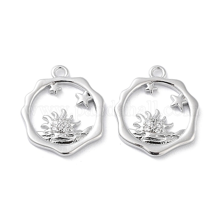 Латунные микропаве прозрачные подвески с фианитом KK-F871-38P-1