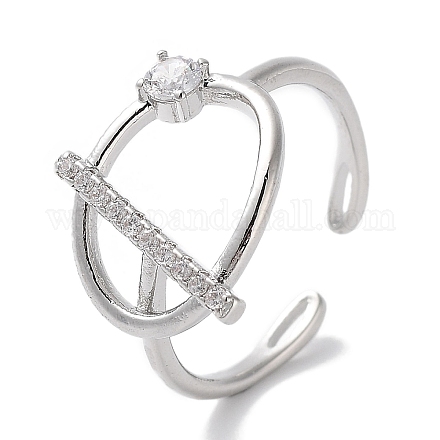 Латунные микро проложить манжеты кольца кубического циркония RJEW-G310-02P-1