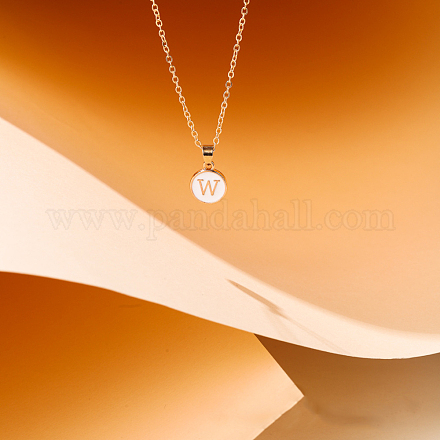 Сплав белый эмаль плоский круглый с инициалами подвески ожерелья WG9BB01-23-1