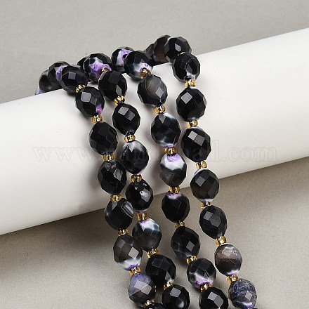 Нити окрашенных и нагретых натуральных агатовых бус с огненным кракелюром G-N342-149I-21-1