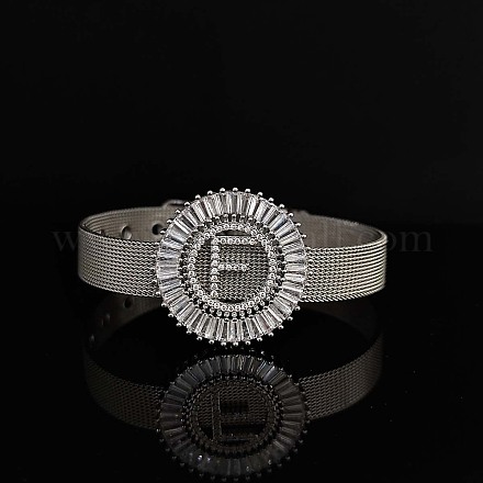 Латунные браслеты с микропаве из прозрачных кубических цирконий для женщин FS-WGA7409-18-1