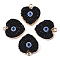 Druzy Resin Pendants, with Edge Light Gold Plated Iron Loops, Heart with Evil Eye, Black, 22~23x19x5.5mm, Hole: 1.8mm