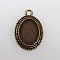 Vintage Tibetan Style Alloy Pendant Cabochon Bezel Settings, Cadmium Free & Nickel Free & Lead Free, Antique Bronze, Oval Tray: 13x18mm, 29x20x2mm, Hole: 3mm, about 384pcs/kg