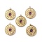 PVD Vacuum Plating 201 Stainless Steel Natural Amethyst Pendants, Real 18K Gold Plated, Flat Round with Eye Charms, 18.5x16x4mm, Hole: 1.6mm