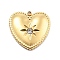 304 Stainless Steel Rhinestone Pendants, PVD Vacuum Plating, Heart, Real 18K Gold Plated, 20.5x20x2.5mm, Hole: 1.3mm