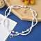 Alloy Heart Pendant Necklace, ABS Plastic Imitation Pearl & Natural Rose Quartz Beaded Chains Exquisite Necklace for Women, Seashell Color, 18.50 inch(47cm)