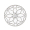Brass Connector Charms, Long-Lasting Plated, Cadmium Free & Nickel Free & Lead Free, Etched Metal Embellishments, Flat Round with Hollow Flower, Platinum, 13x0.3mm, Hole: 1.2mm