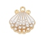 Alloy Enamel Pendants with Plastic Imitation Pearl, Shell Shape Charms, White, 20.5x18x3mm, Hole: 1.8mm