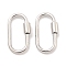 Brass Spring Ring Clasps,Long-Lasting Plated, Lead Free & Cadmium Free, Oval, Platinum, 25x13.5x2~4mm