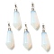 Opalite Pointed Pendants, with Silver Brass Findings, Faceted, Bullet, 40x12x11mm, Hole: 7x5mm