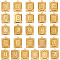 26Pcs 26 Styles Ion Plating(IP) 304 Stainless Steel Pendants, Rectangle with Letter Charms, Letter A~Z, 24.5x18x3mm, Hole: 1.8mm, 1pc/style