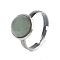 Half Round Natural Green Aventurine Finger Rings, 304 Stainless Steel Adjustable Rings for Women, Round Cabochons: 10mm, US Size 6(16.5mm), 3mm