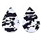 Imitation Leather Big Pendants, Teardrop with Camouflage Pattern, Azure, 56.5x37x2mm, Hole: 2mm