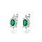 Elegant Sterling Silver Oval Earrings with Green Zirconia, Perfect Mother's Day Gift, Silver, 19x10mm