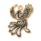 Alloy Enamel Pendants, Light Gold, Black, Phenix, 30.5x26x1mm, Hole: 2mm