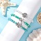 3Pcs 3 Styles Round Glass & Synthetic Turquoise Beads Stretch Bracelets Sets for Women, Tibetan Style Alloy Beads, Mixed Shapes, Antique Silver, Inner Diameter: 2-1/4~2-1/2 inch(5.8~6.2cm), 1pc/style
