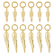12Pcs 2 Styles Rack Plating Brass Pendants, with Jump Ring, Long-Lasting Plated, Cadmium Free & Lead Free, Horn of Plenty/Italian Horn Cornicello Charm, Real 18K Gold Plated, 12~18x3.5~4x3~4mm, Jump Ring: 5x1mm, Inner Diameter: 3mm, 6pcs/style