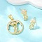 Brass Micro Pave Cubic Zirconia Pendant & Stud Earrings Sets for Women, Real 18K Gold Plated, Jellyfish, 12.5x6.5mm, 20x18x3.5mm, Hole: 5x3.5mm