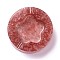 Resin with Natural Rose Quartz Chip Stones Ashtray, Home OFFice Tabletop Decoration, Flat Round with Flower, 104x32mm, Inner Diameter: 61x68mm