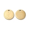 Ion Plating(IP) 316L Surgical Stainless Steel Charms, Nickel Free, Flat Round with Yin Yang Pattern Charm, Textured, Real 18K Gold Plated, 12x12x1.4mm, Hole: 1.5mm