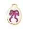 Printed Brass Pendants, Oval Charms, Long-Lasting Plated, Real 18K Gold Plated, Bowknot, 20.5x13.5x3mm, Hole: 3x2mm