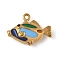 304 Stainless Steel Enamel Pendants, Golden, Fish, Colorful, 15x20x6mm, Hole: 1.4mm