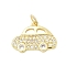 Brass Micro Pave Cubic Zirconia Pendants, Car Charms, with Jump Ring, Golden, 13.5x19x3mm, Hole: 3.2mm