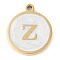 Ion Plating(IP) 201 Stainless Steel Pendants, with White Enamel, Real 18K Gold Plated, Flat Round with Letter, Letter Z, 18.5x15.5x2mm, Hole: 1.6mm
