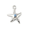 Brass Micro Pave Cubic Zirconia Charms, Cadmium Free & Nickel Free & Lead Free, Starfish, Platinum, 14x10.5x3mm, Hole: 1.5mm