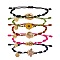 Natural Shell & Flower & Pinapple & Shell & Bee Link Bracelets Set, Braided Knot Lucky Bracelets with Tiny Love Charm for Women, Mixed Color, Inner Diameter: 1-3/4~3-5/8 inch(4.3~9.1cm), 5pcs/set