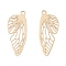 Ion Plating(IP) 316 Surgical Stainless Steel Pendants, Insect Wing, Real 24K Gold Plated, 21.5x8x0.5mm, Hole: 1.2mm